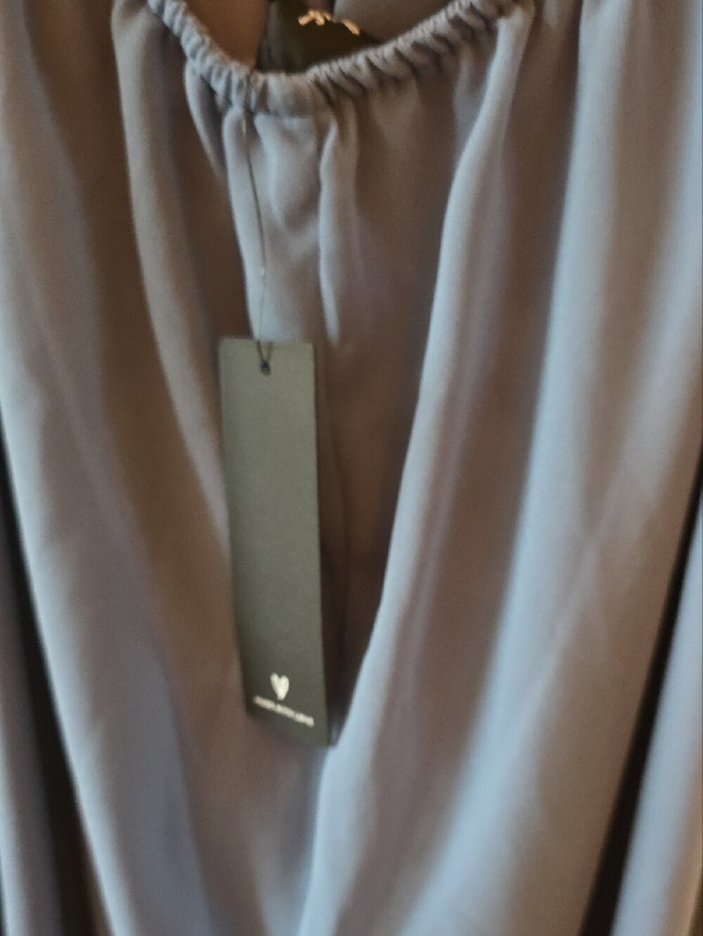 Lulu's Dusty Blue Ruffle-Trim Wide Leg Jumpsuit - Picture 6 of 6